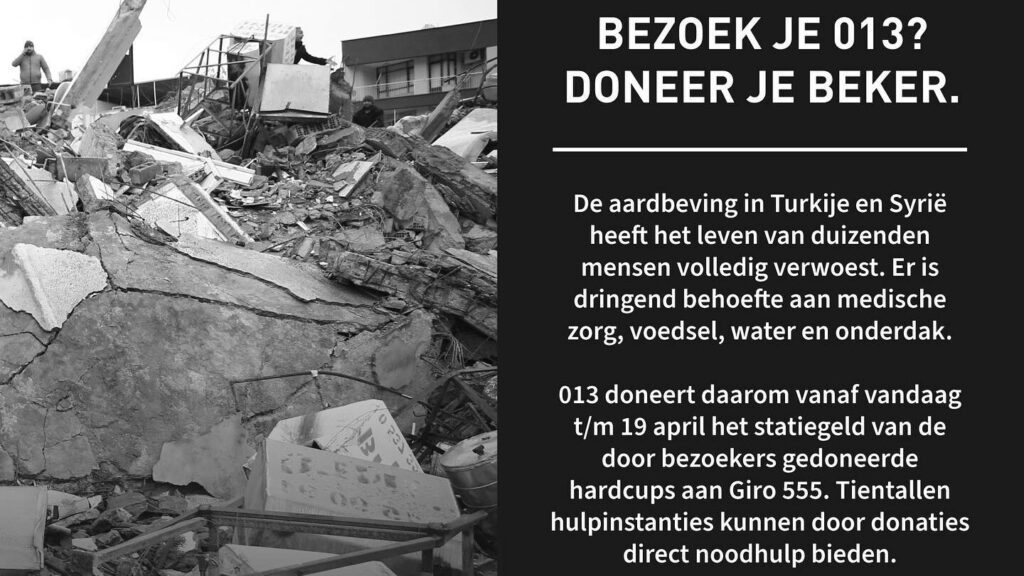 013 zet zich in voor slachtoffers aardbevingen in Syrië en Turkije